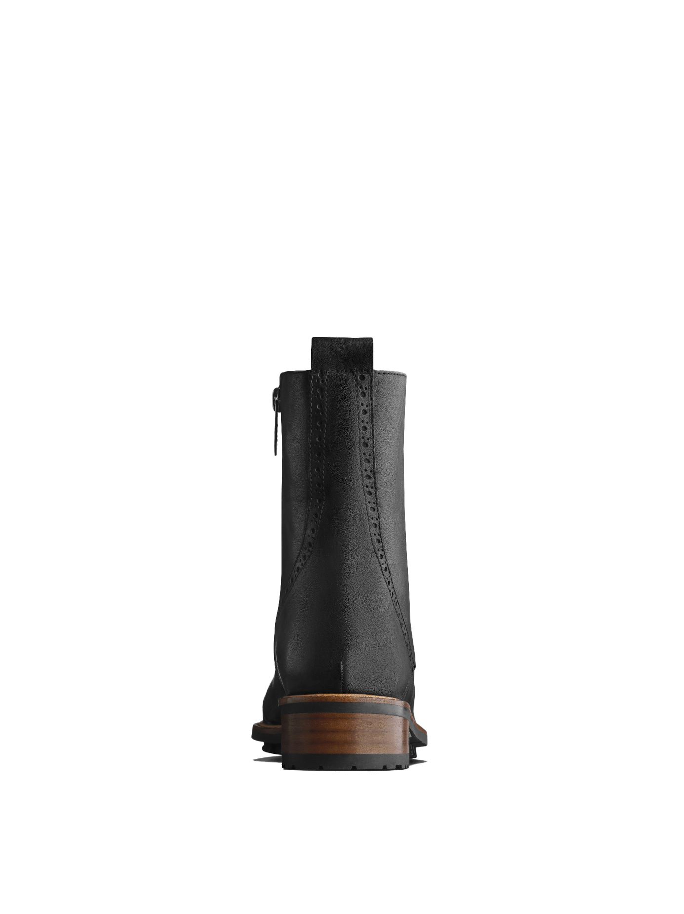 Balla black has a contrast brown heel against the black rubber tread sole.