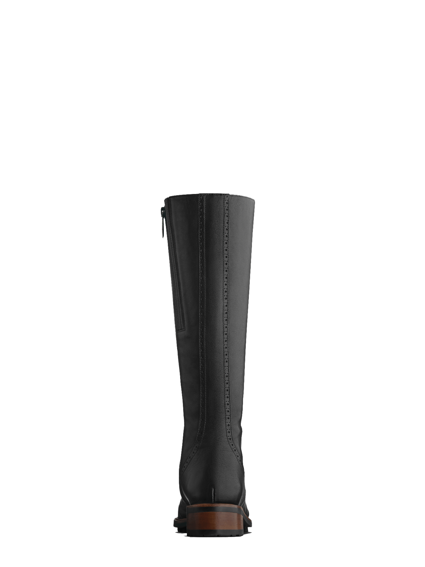 Marvel in black has a brown heel and black rubber tread sole.