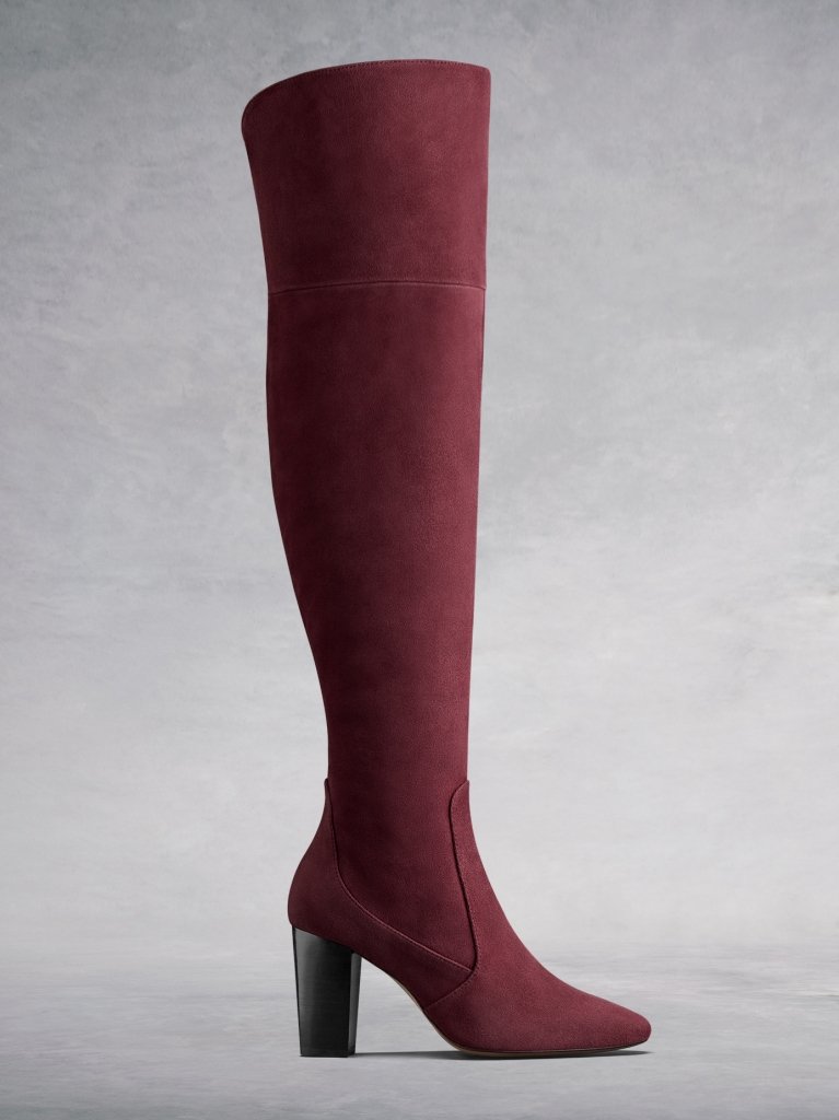 The Parkhurst, a luxury burgundy suede over the knee boot.