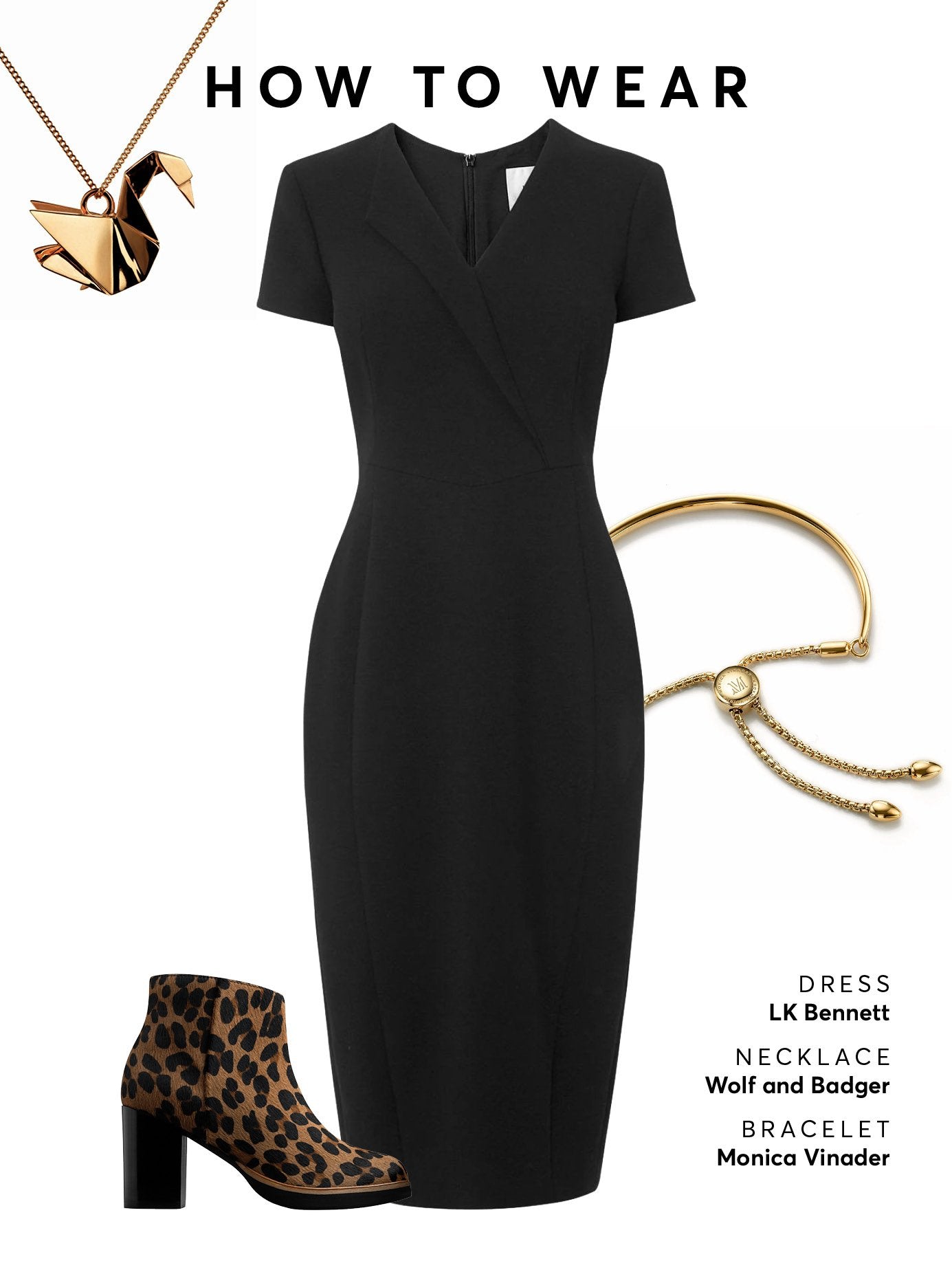 Wear with a black midi dress or skirt and statement gold jewellery.