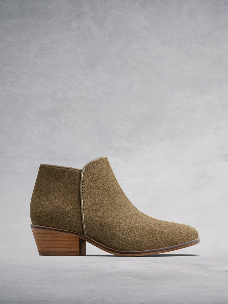 The Albus, the simple yet stylish low cut camel suede ankle boot.