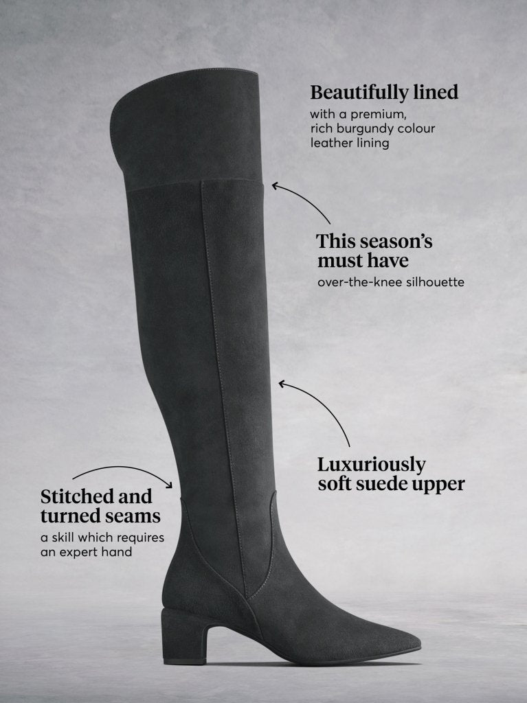 Beautiful stitched and turned grey seams to accentuate the silhouette. 