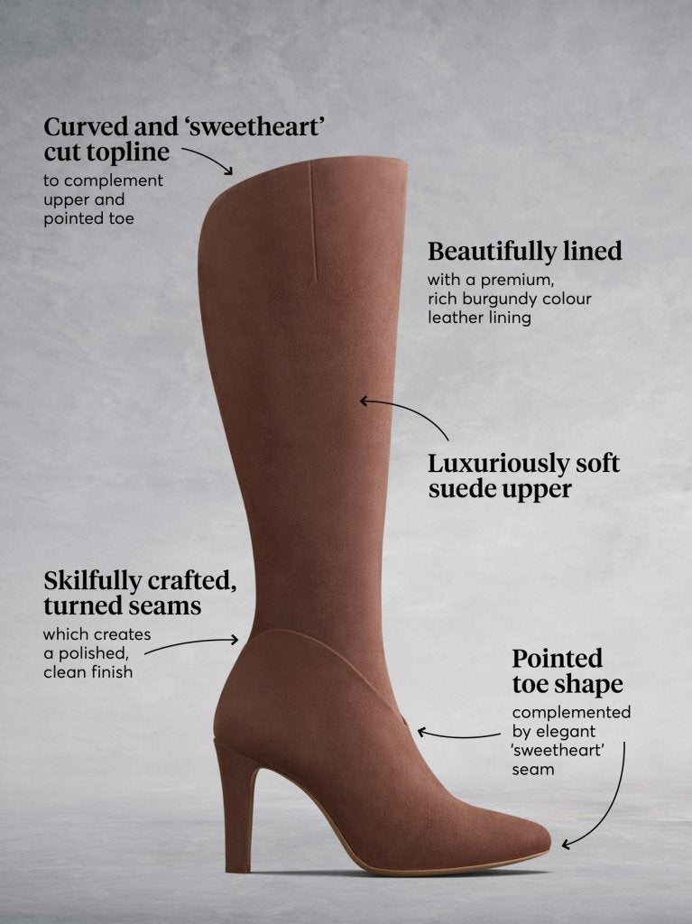 The blush pink Kinver has a premium rich burgundy leather lining. 
