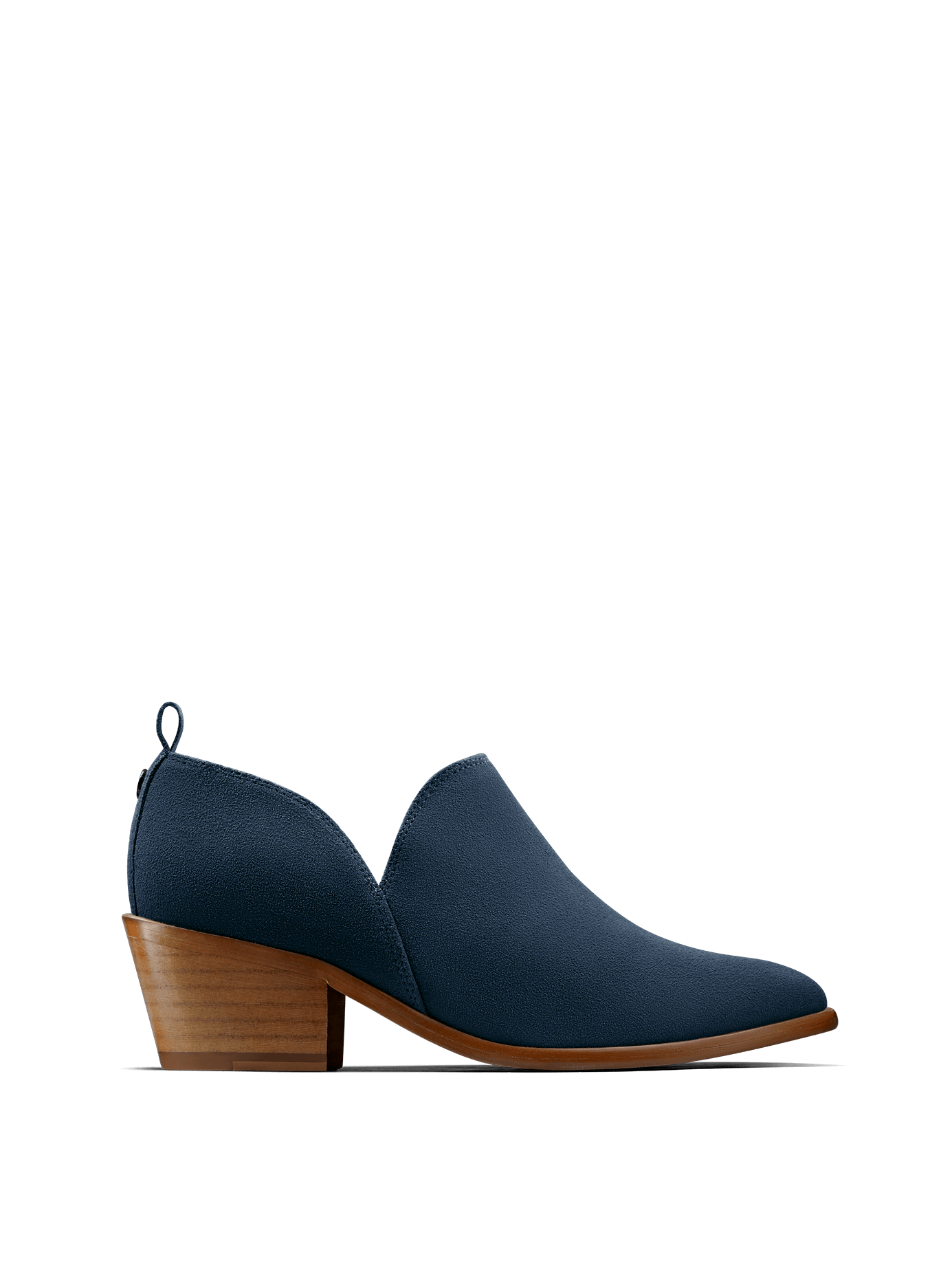 Avalon, a stylish shoe bootie slip on, in soft blue suede.