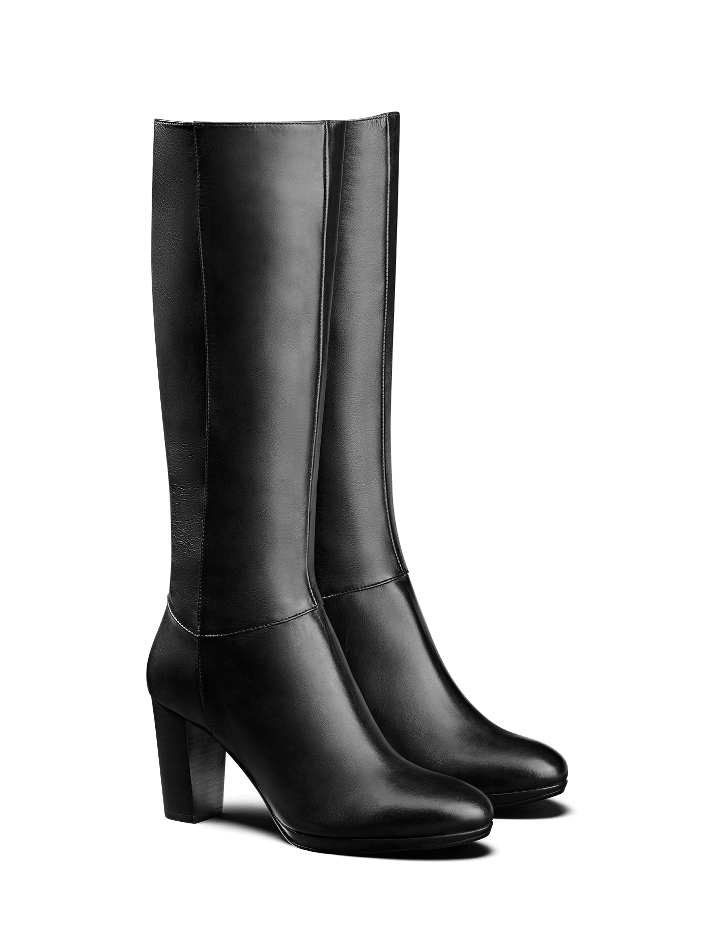 Belmore, a stylish knee high leather boot with a 1cm platform for added height.