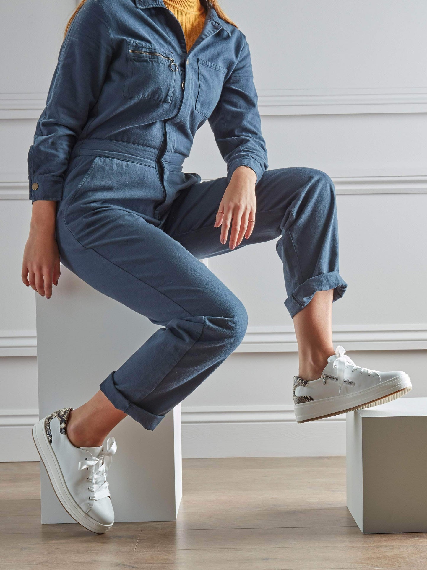 Churston, a white and snake print flatform trainer with a cushioned insole.