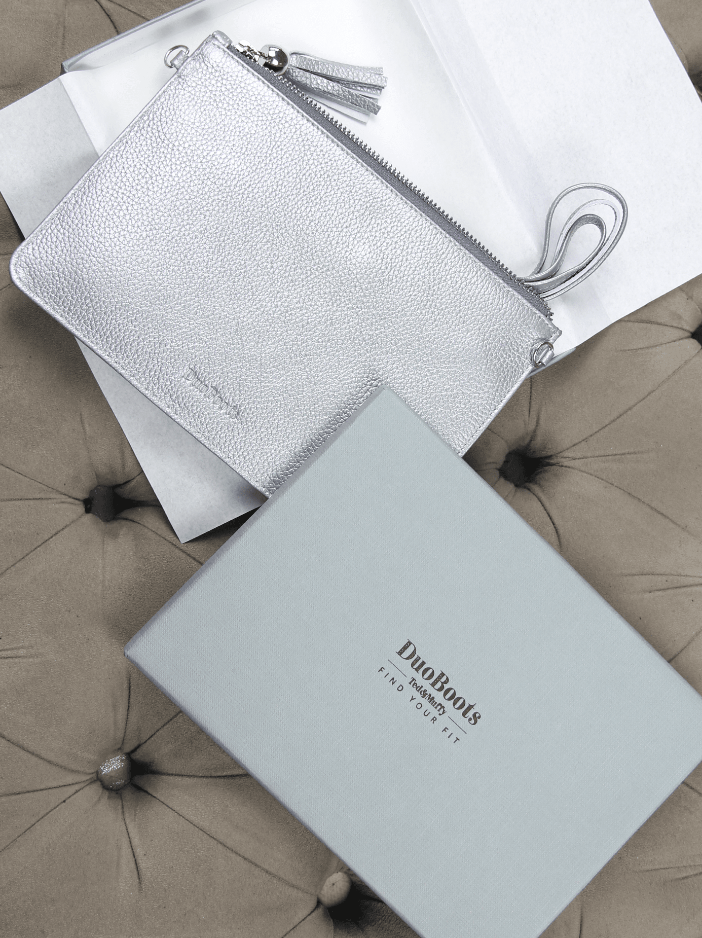 A5 Clutch - Silver Leather