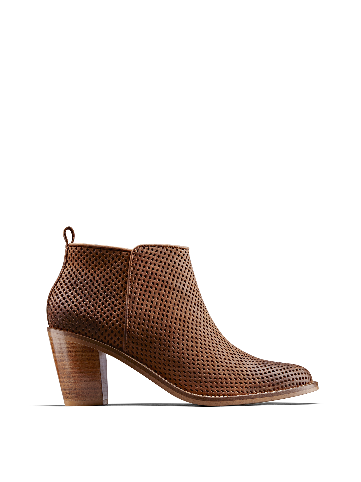 Corsley, a leather boot with a Cuban heel, clean lines and perforation design.