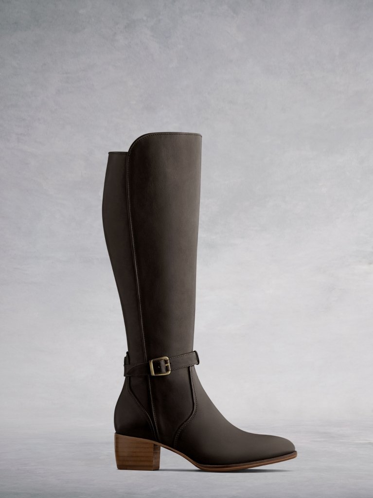 The Dallington, a western inspired knee high boot in artisan brown leather. 