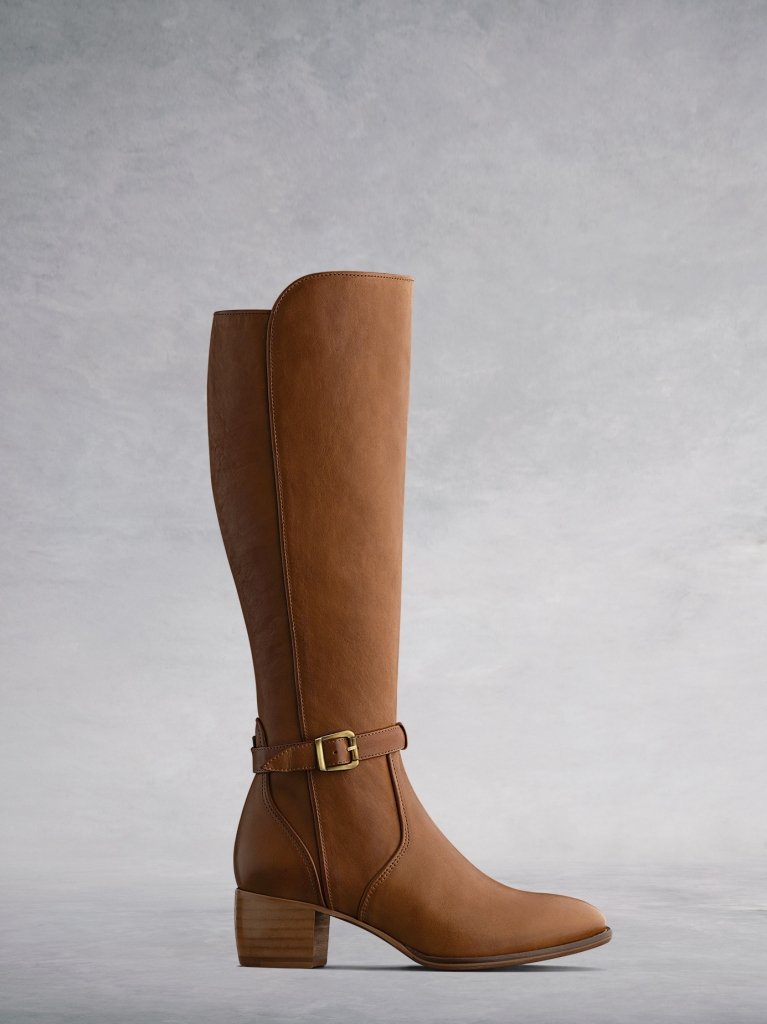 The Dallington, a western inspired knee high boot in artisan tan leather. 