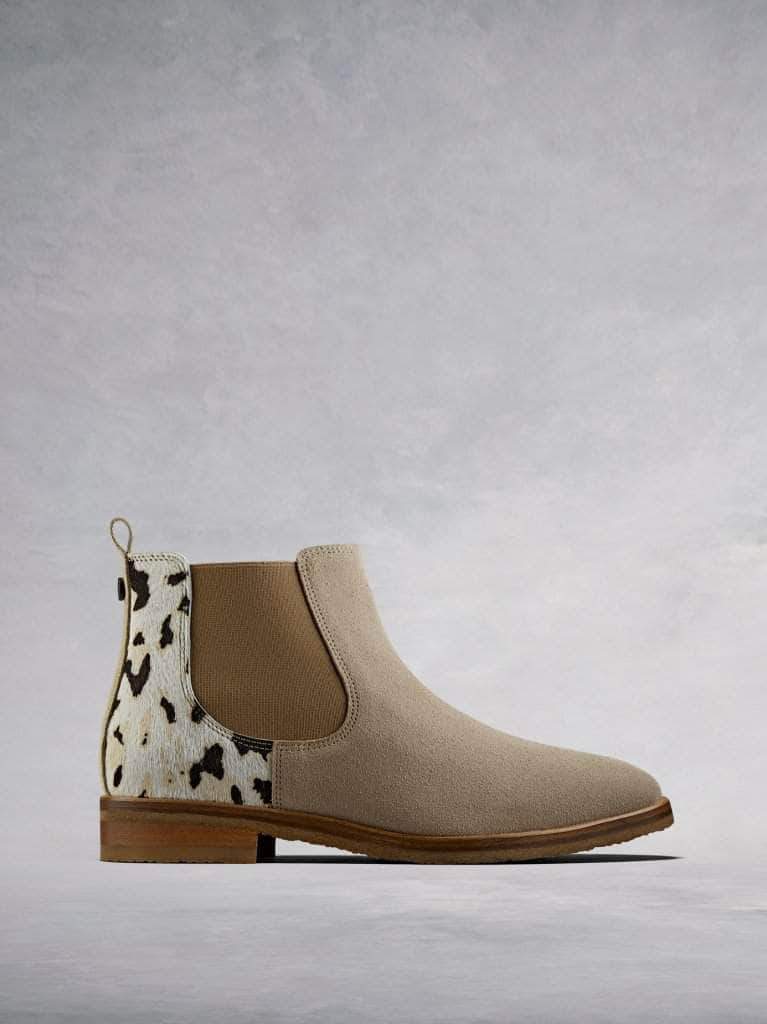 The Darwin, a versatile sand suede Chelsea ankle boot with a twist.
