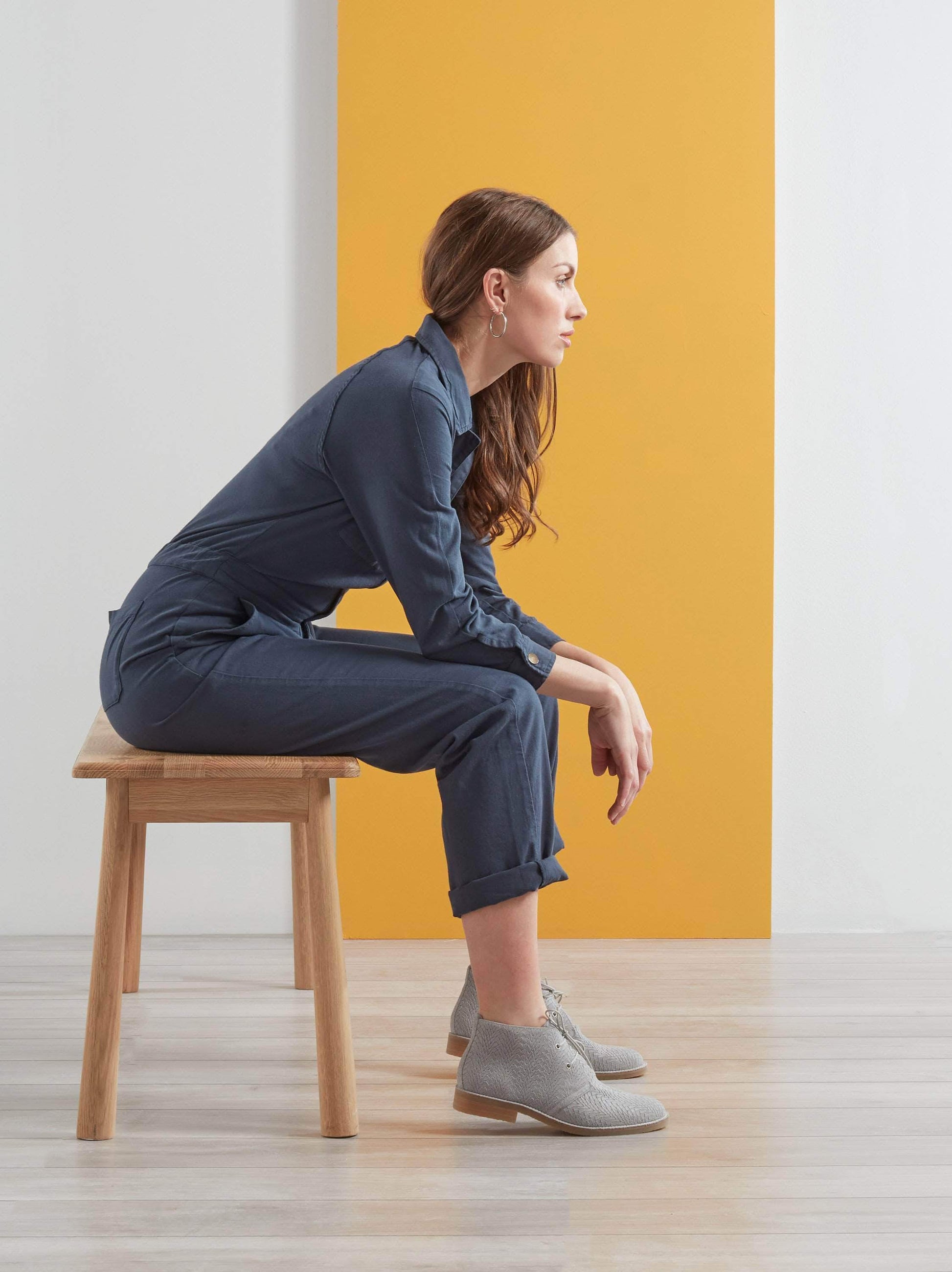 Delmore, a versatile desert boot with a low heel, sock padding for extra comfort.
