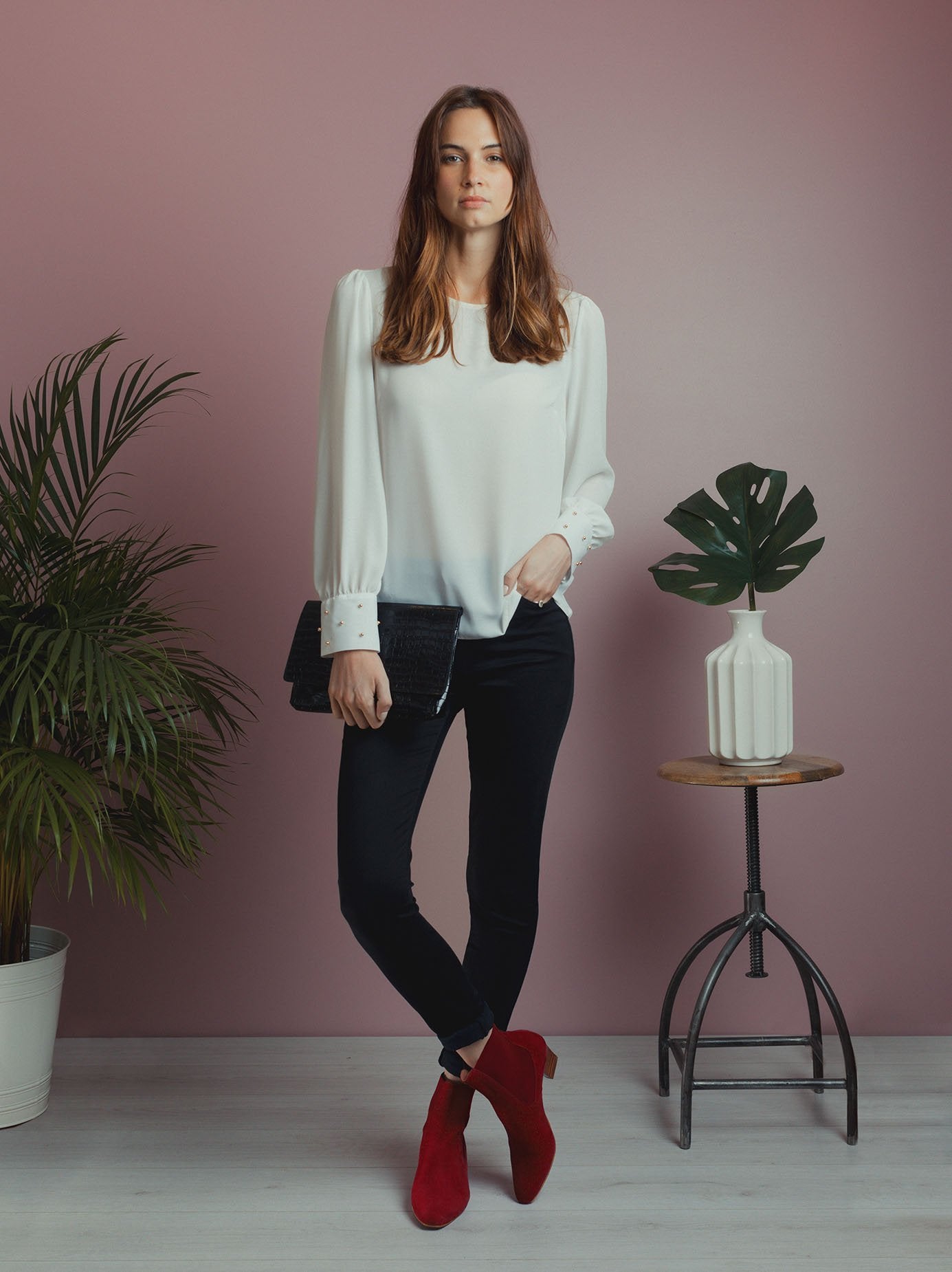 Edison in red suede - a statement ankle boot that is both stylish and versatile.