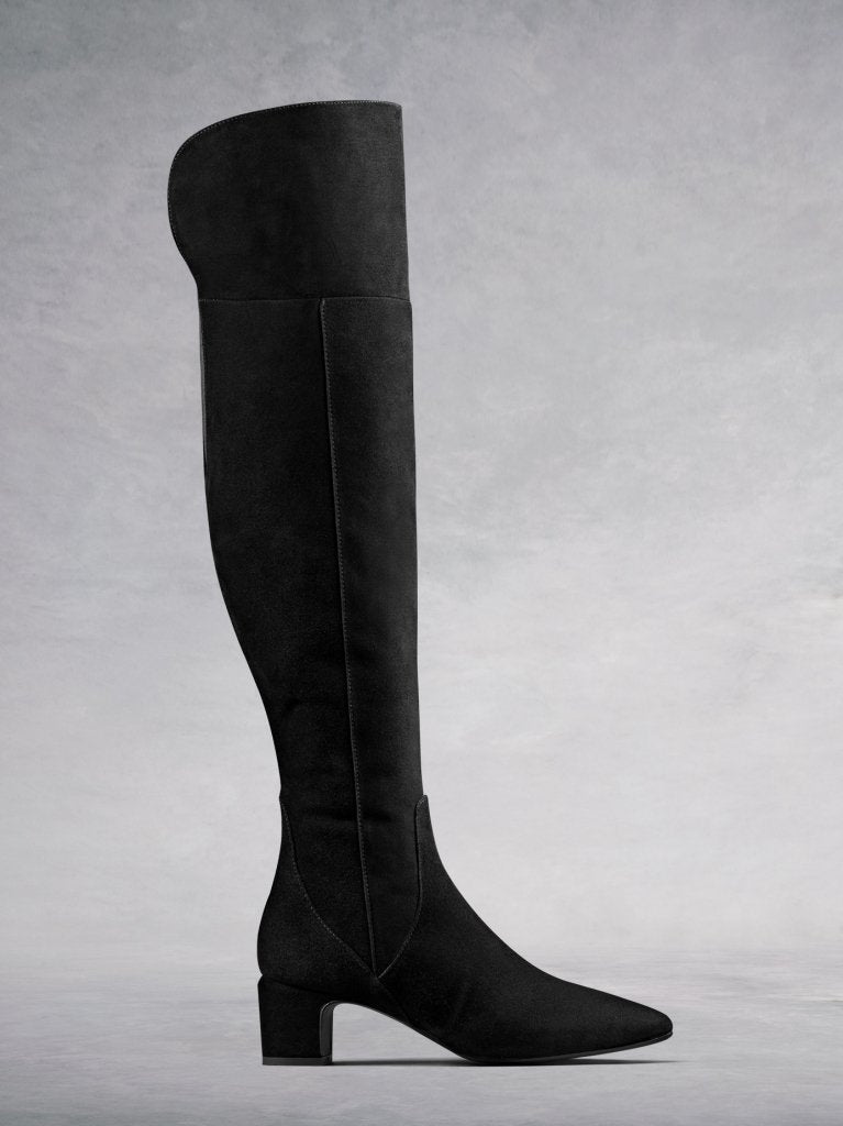 The Fernworth, a beautiful pair of over the knee black suede boots. 