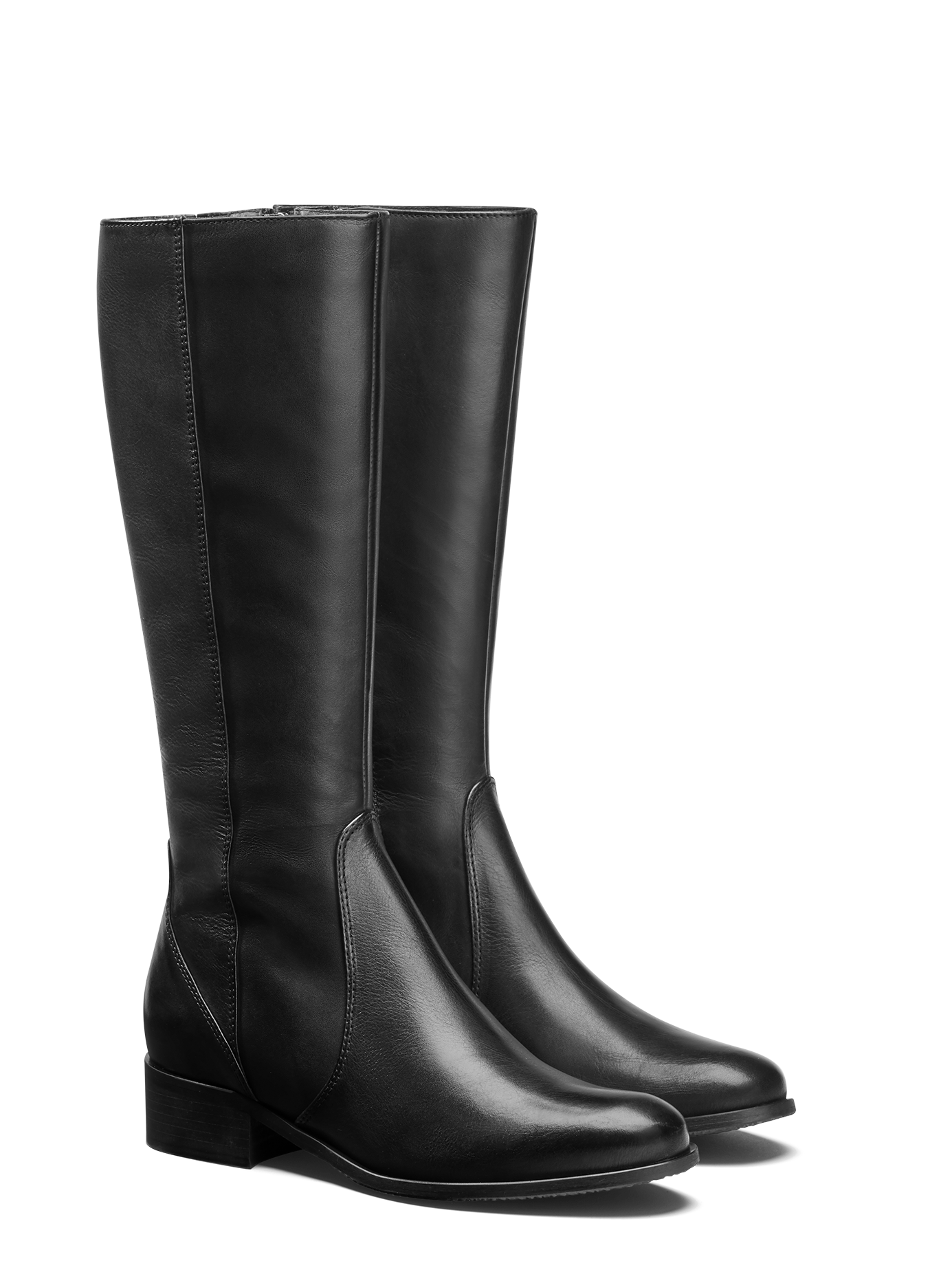 Haltham, a classic design riding style boot in black leather with a slim ankle.