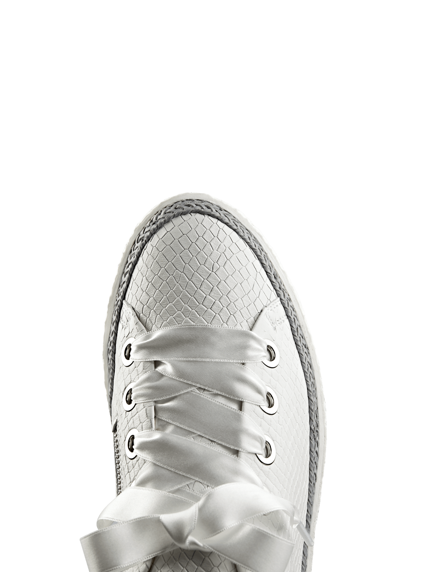 Harlyn, featuring interchangeable white ribbon and cotton laces to suit you.