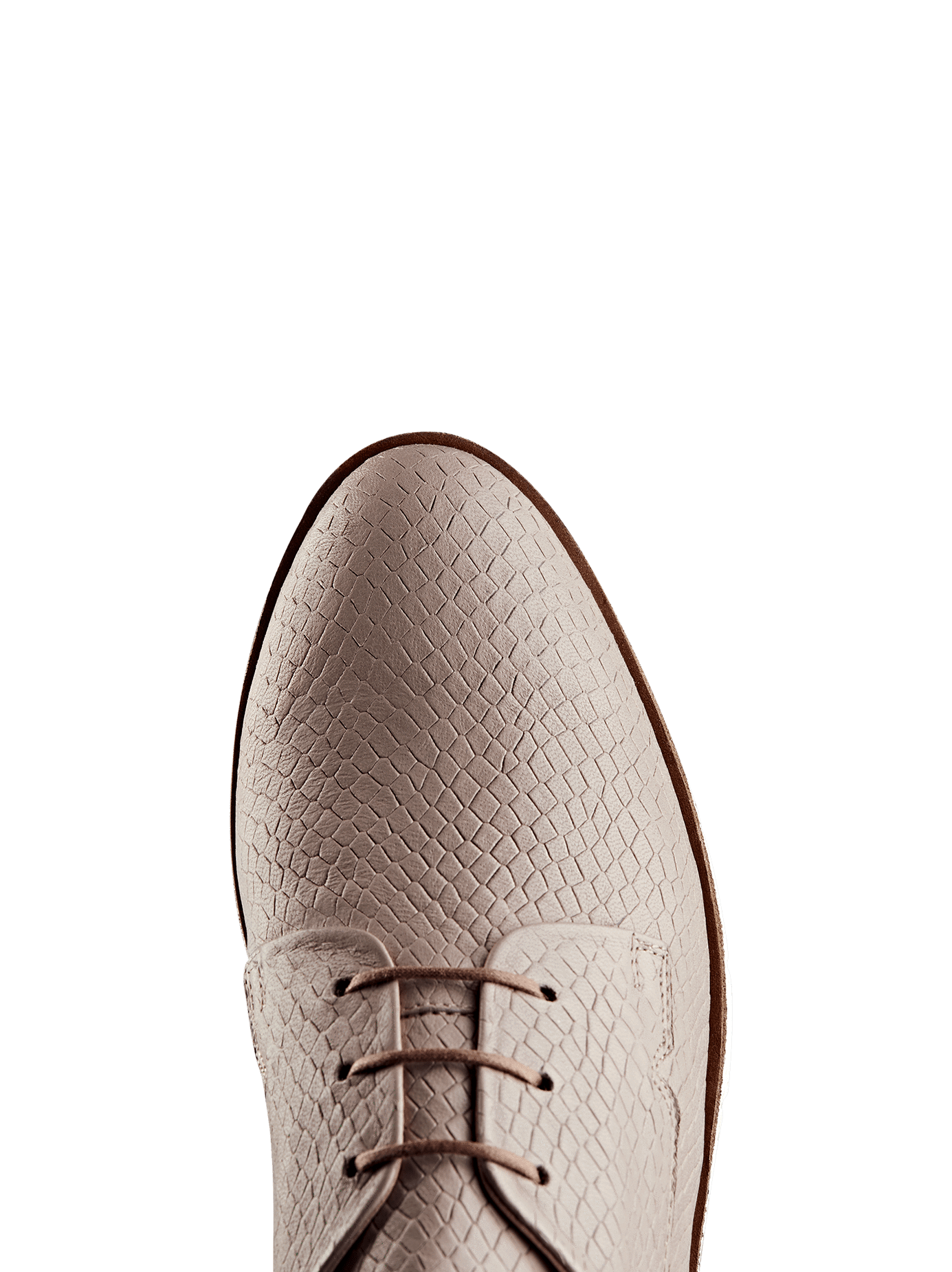 Hayle, our brogue flatform in nude pink leather with lace-up detail.
