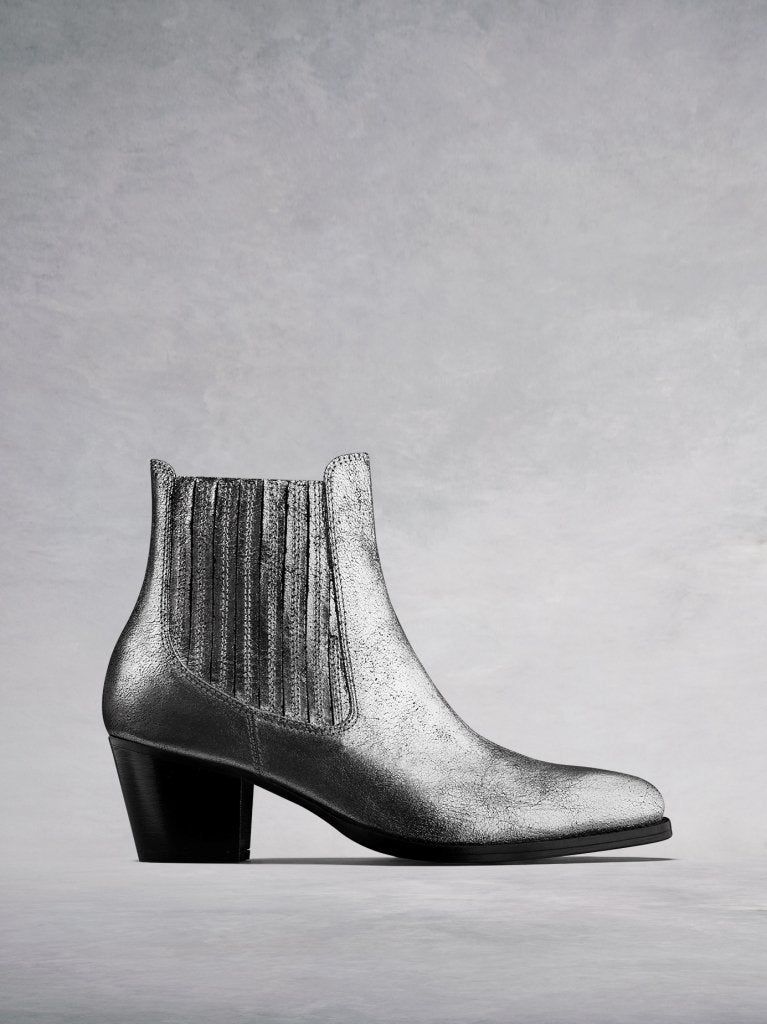 The Hockley, our Western inspired metallic silver statement ankle boot. 