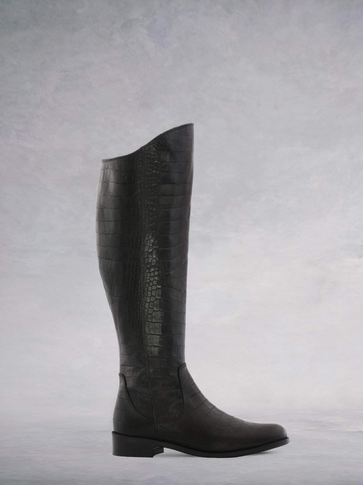 Huntsman - Black Mock Croc Leather
