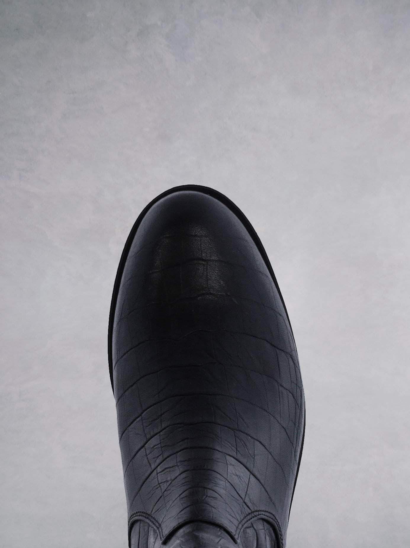 Huntsman - Black Mock Croc Leather