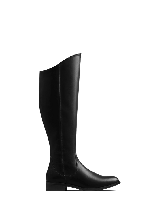 Huntsman - a classic black leather knee high riding boot.