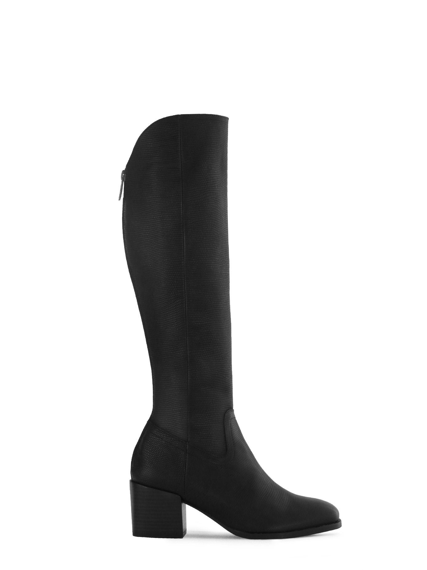 Huxley - Black Lizard Embossed Leather