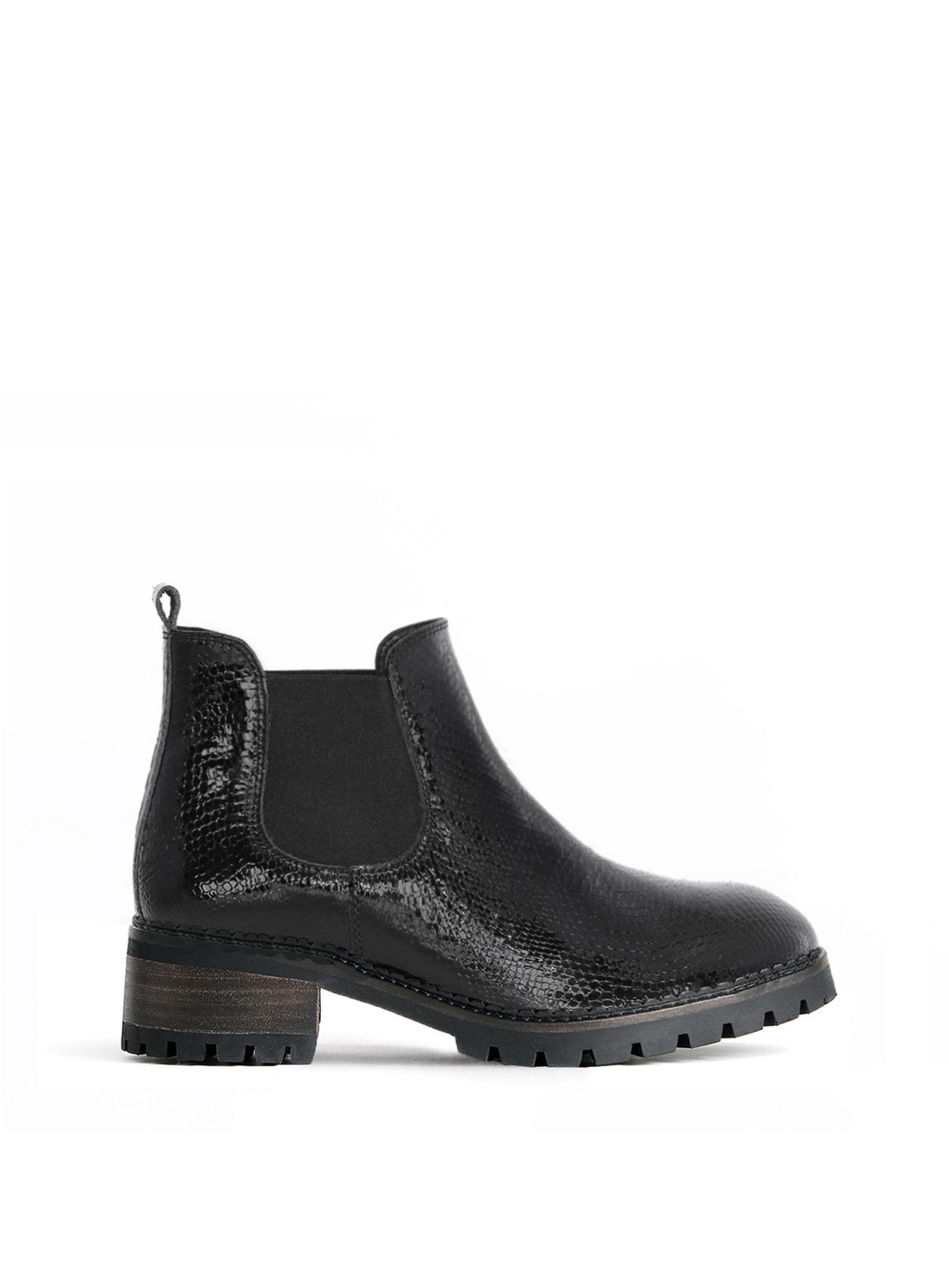 Ianthe - Black Lizard Embossed Patent Leather