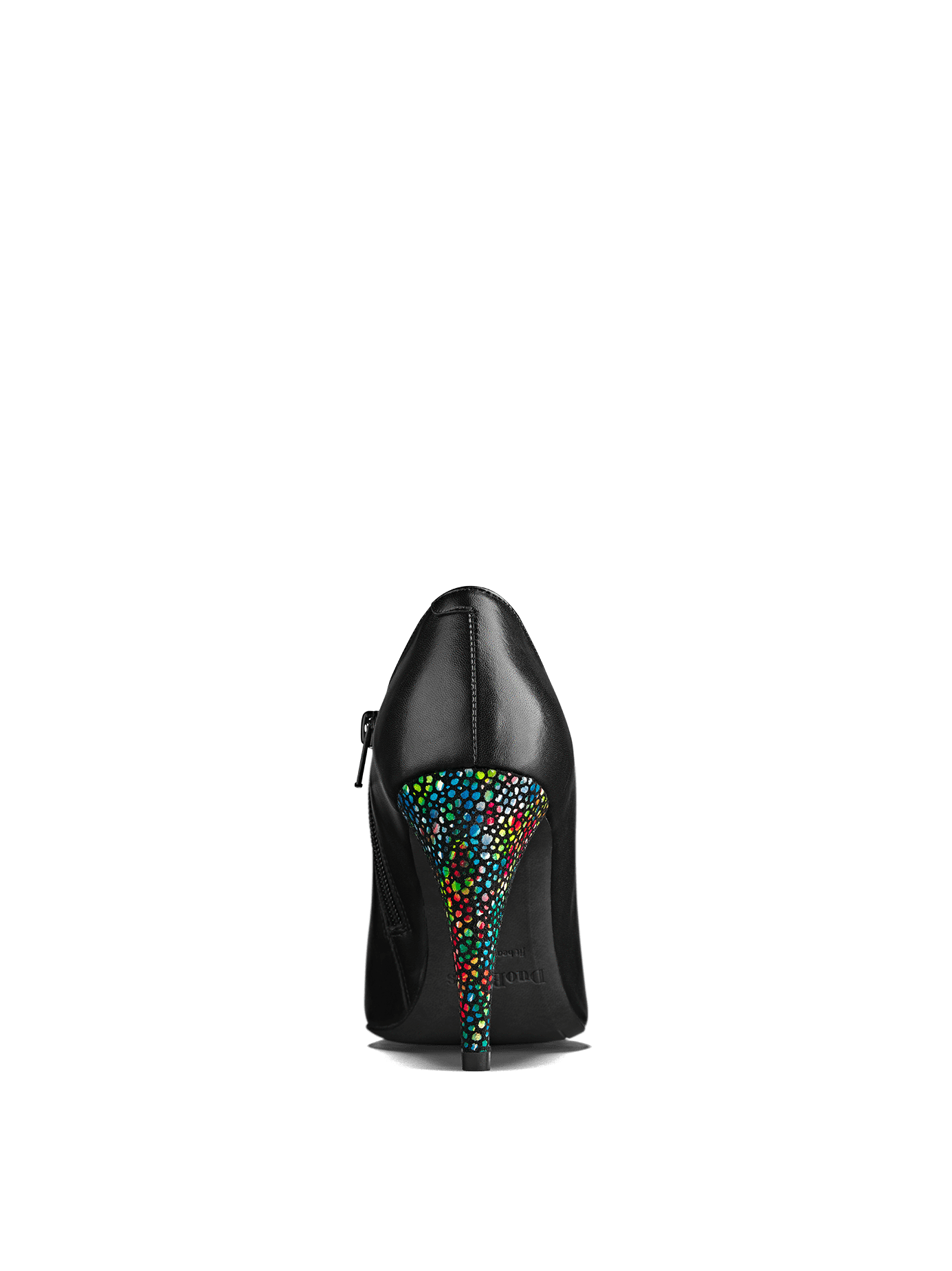Kingsmead Black Leather has an elegant contemporary curved multi coloured heel.