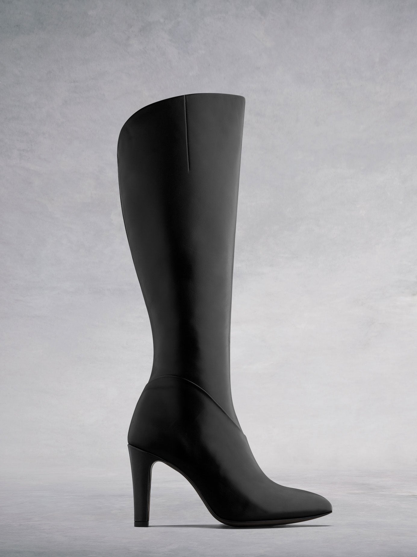 The Kinver, the stylish high heeled knee high boot in soft black leather.