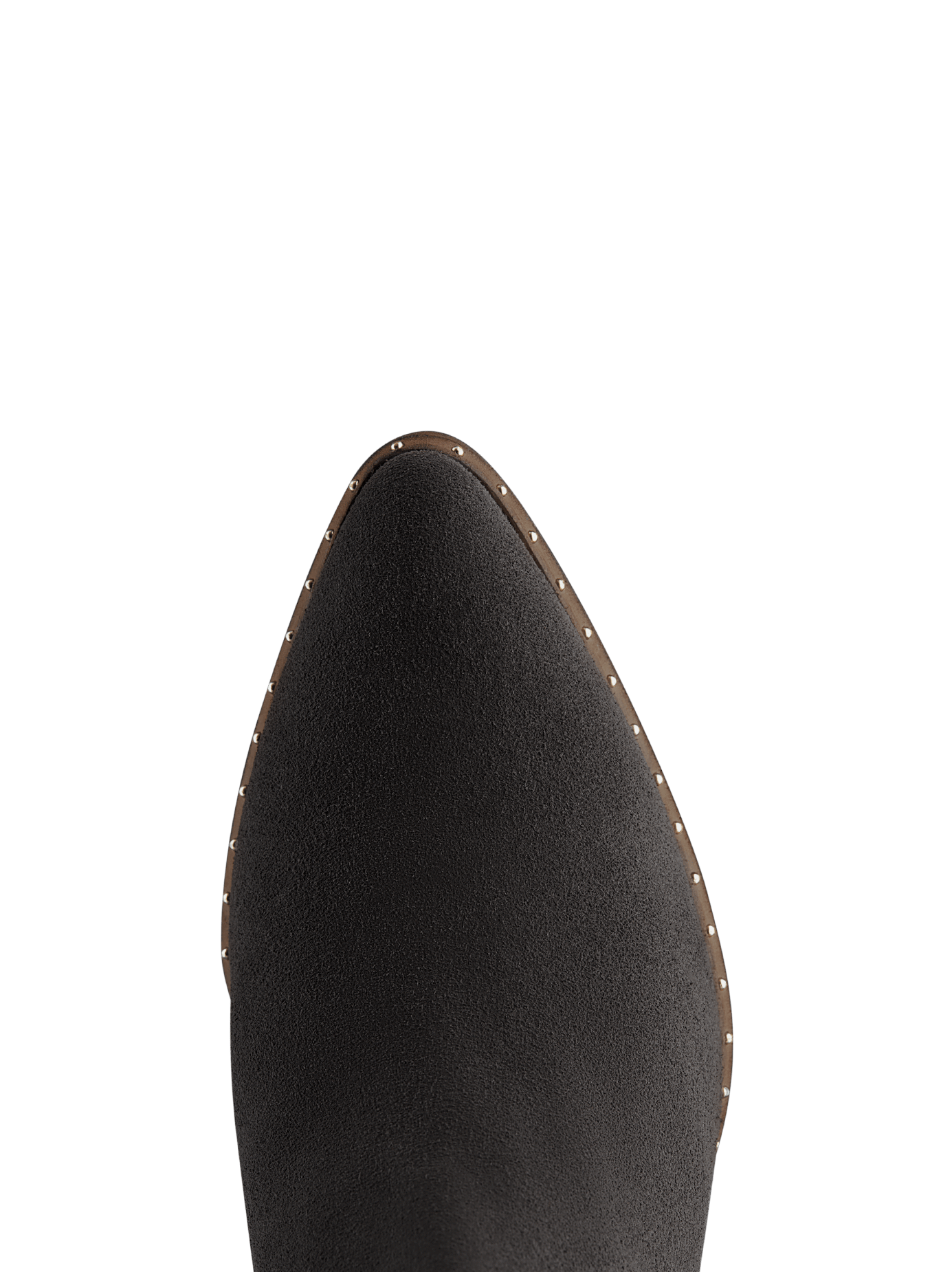 The Ludlow ankle boot in grey suede has a pointed toe with stud detailing.