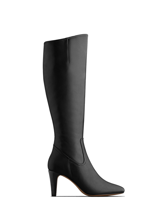 Luxor, a versatile and timeless high heeled black leather boot.