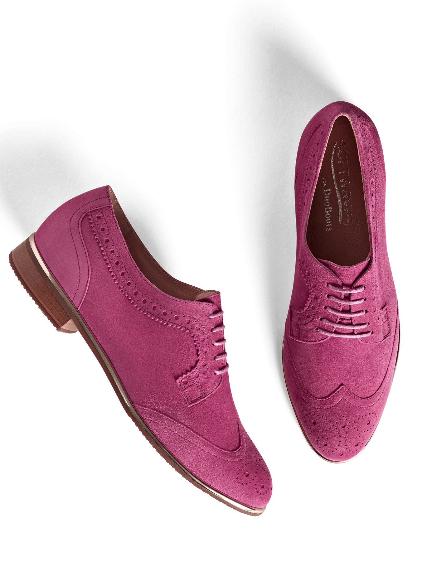 Our Mullion brogue has a padded insole and pink leather lining for extra comfort.