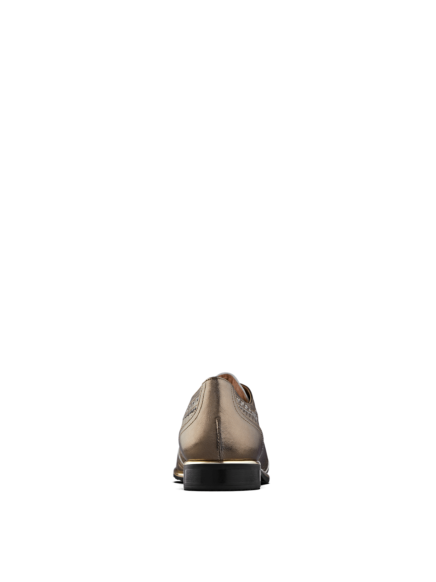 Mullion in old gold, a leather brogue style shoe with contrasting black sole.