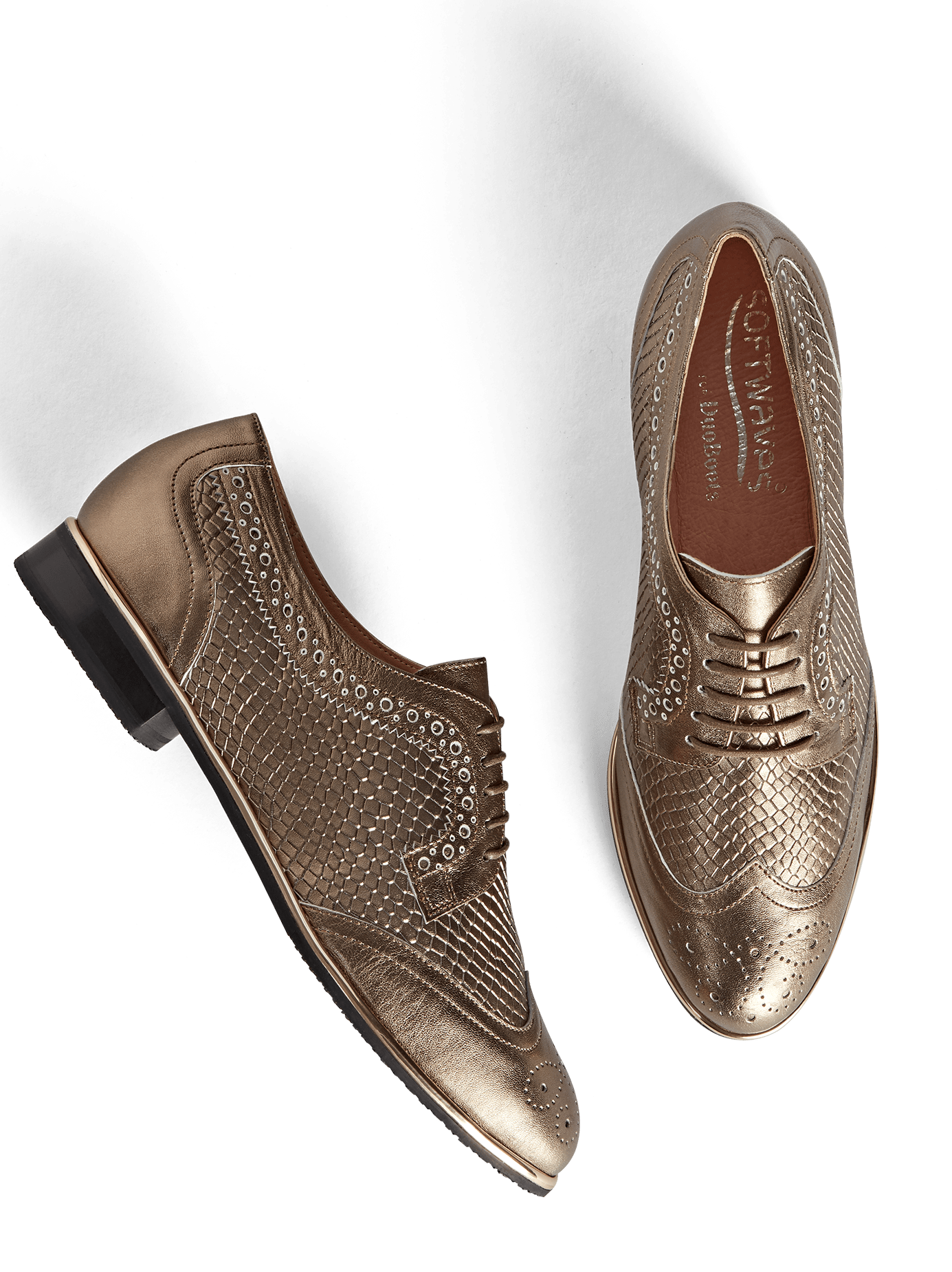 Mullion brogue has a padded in sock and pink leather lining for extra comfort.