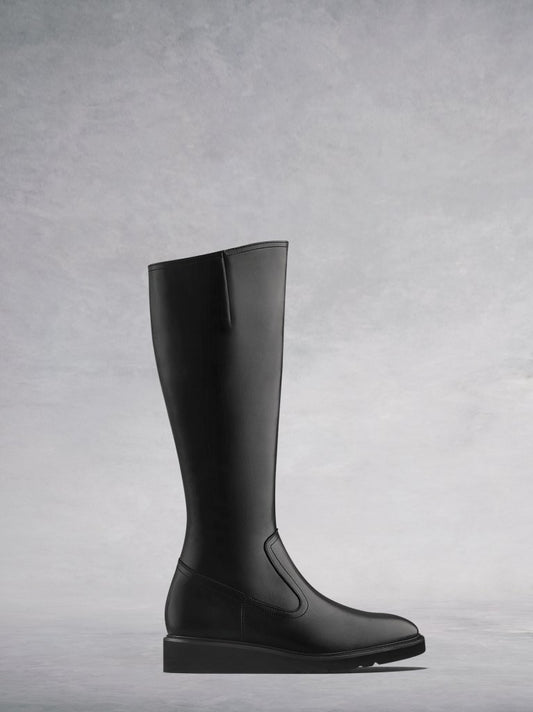 The Musgrave, the everyday comfortable flat black knee high leather boot.