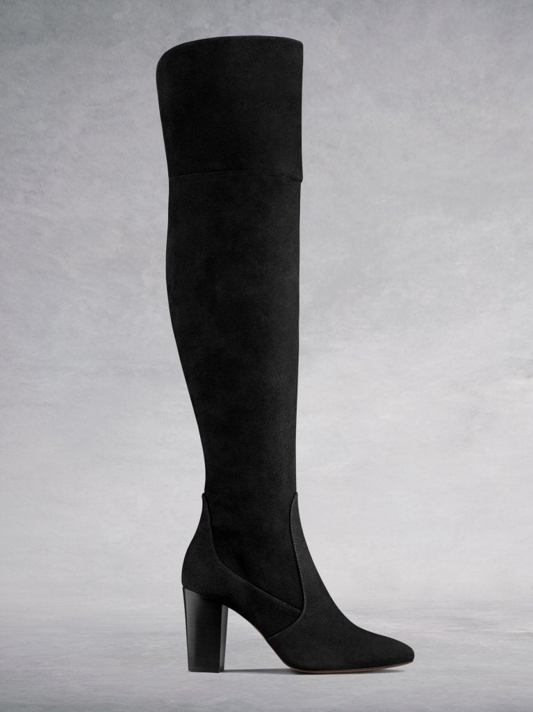 The Parkhurst, a luxury burgundy suede over the knee boot. 