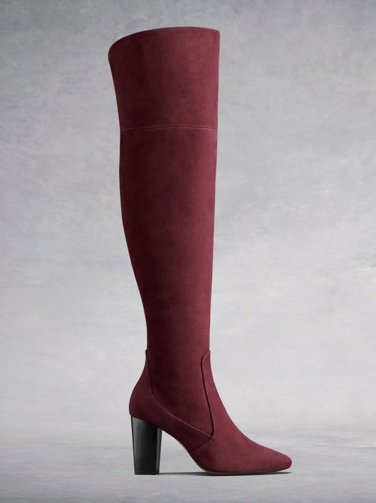 The Parkhurst, a luxury burgundy suede over the knee boot. 