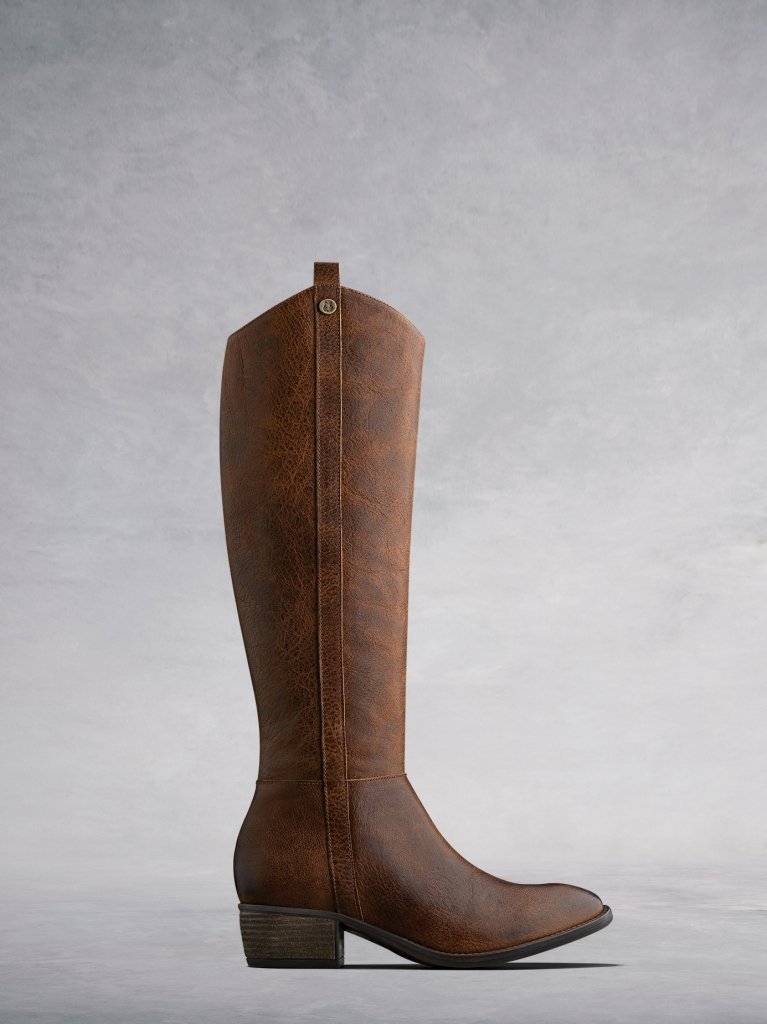 The Phoenix a western-inspired 'pull-up' tan leather knee high boot. 