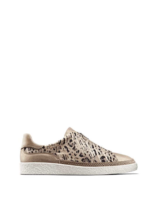 Ryde, a rose gold trainer with on-trend safari and metallic details.
