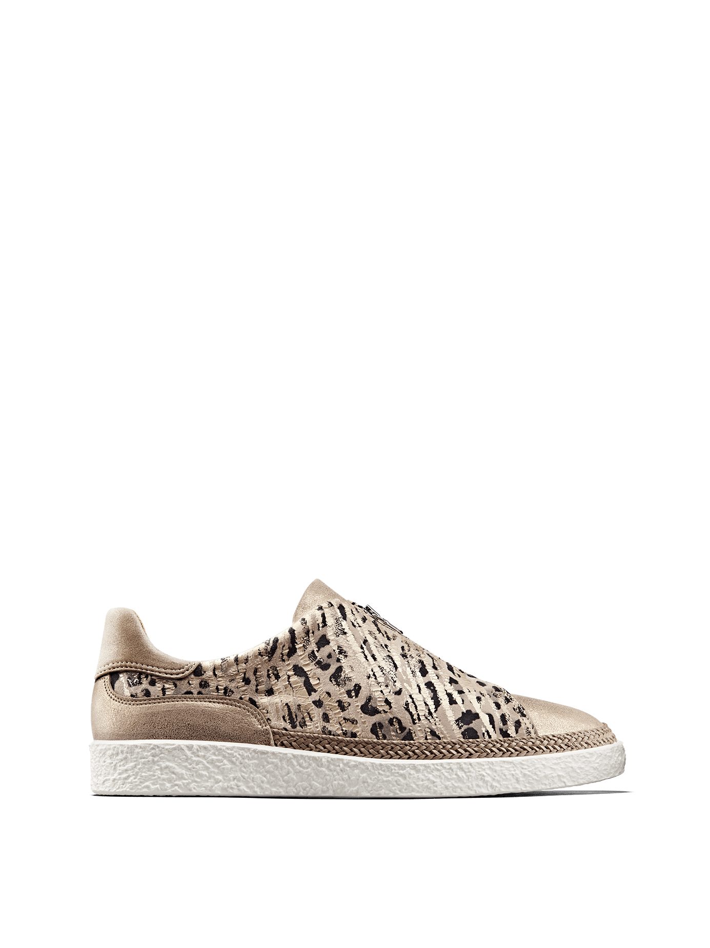 Ryde, a rose gold trainer with on-trend safari and metallic details.