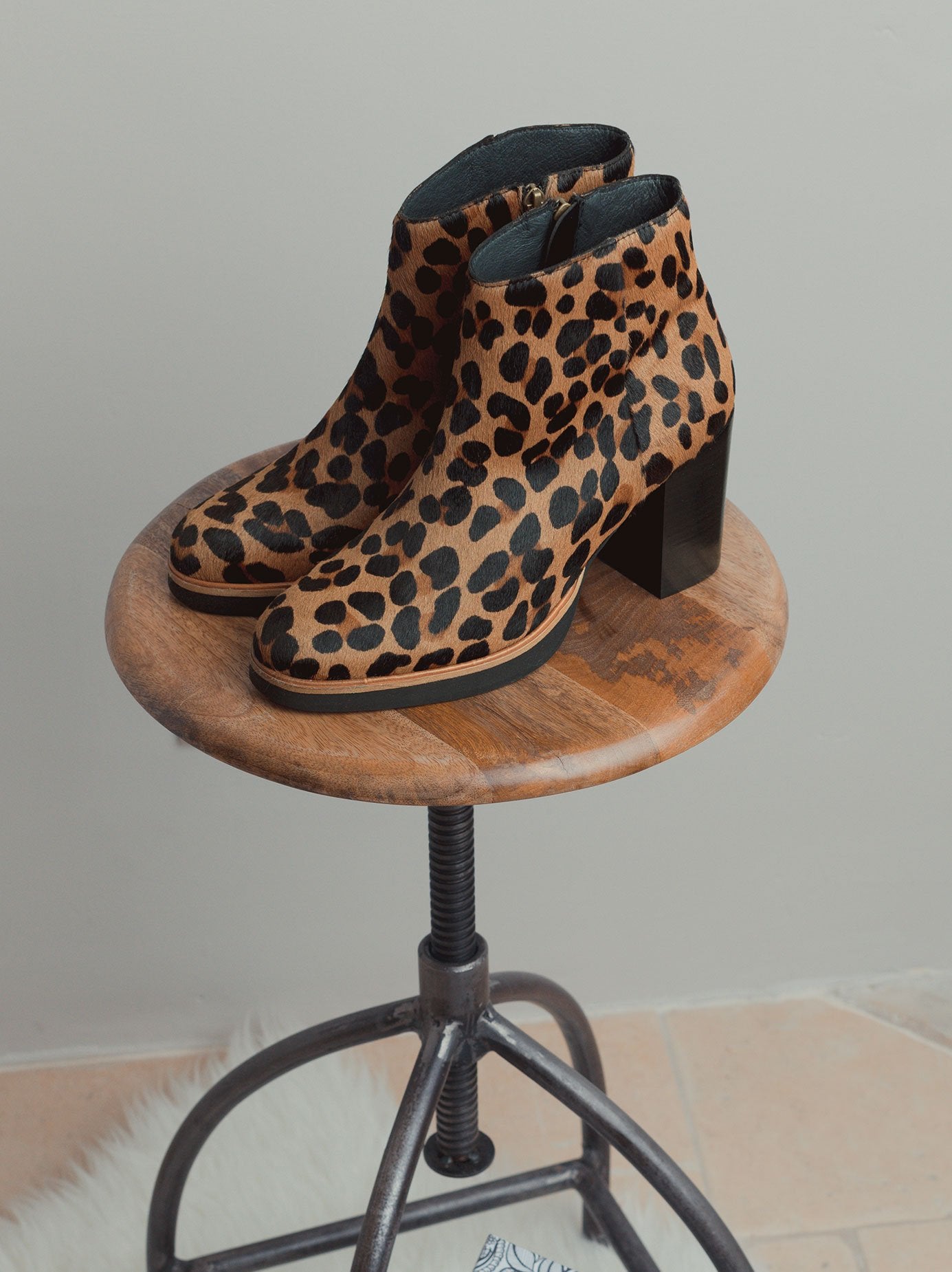 Hair leather boot with E.V.A platform sole - comfortable heel height.