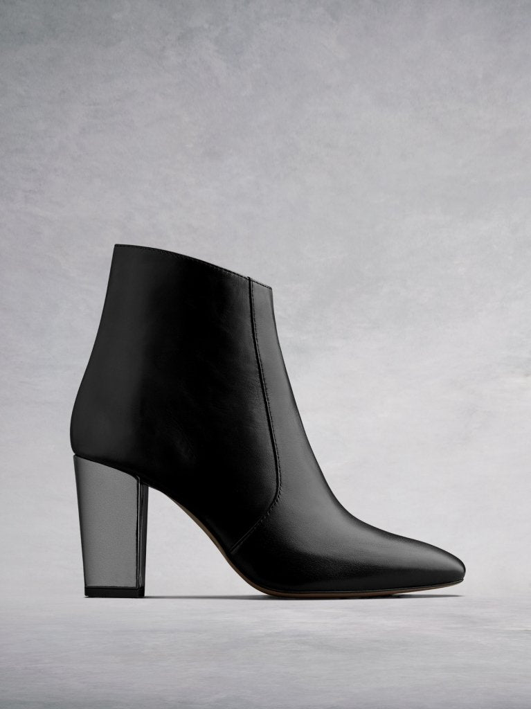 The Sarsgrove, a statement black leather high heeled ankle boot.  