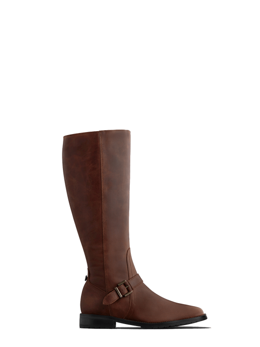 Sherwood - the ultimate knee high brown leather biker style boot. 