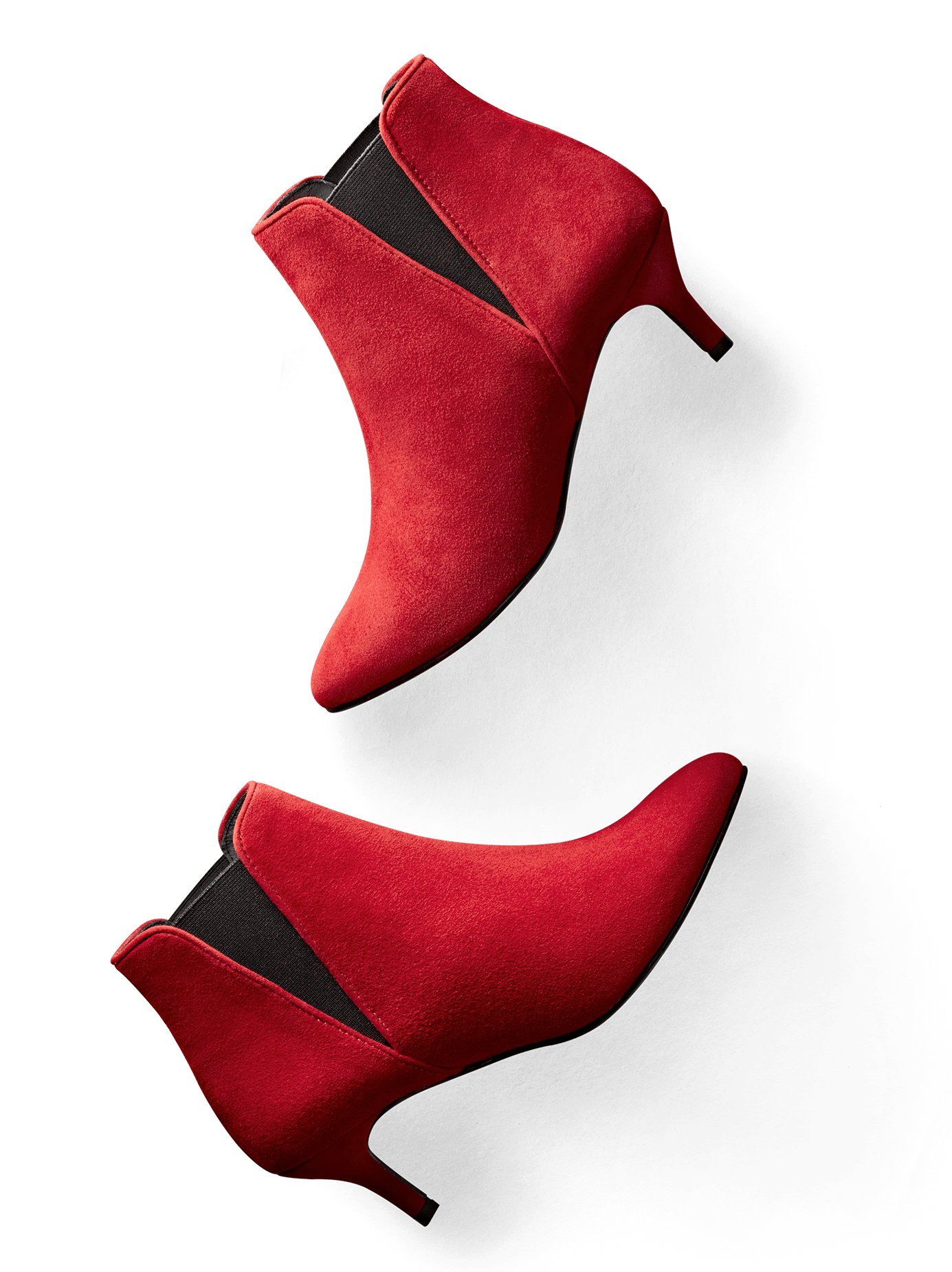 Somerton, our kitten heel Chelsea boot, an elegant statement in soft bright red.