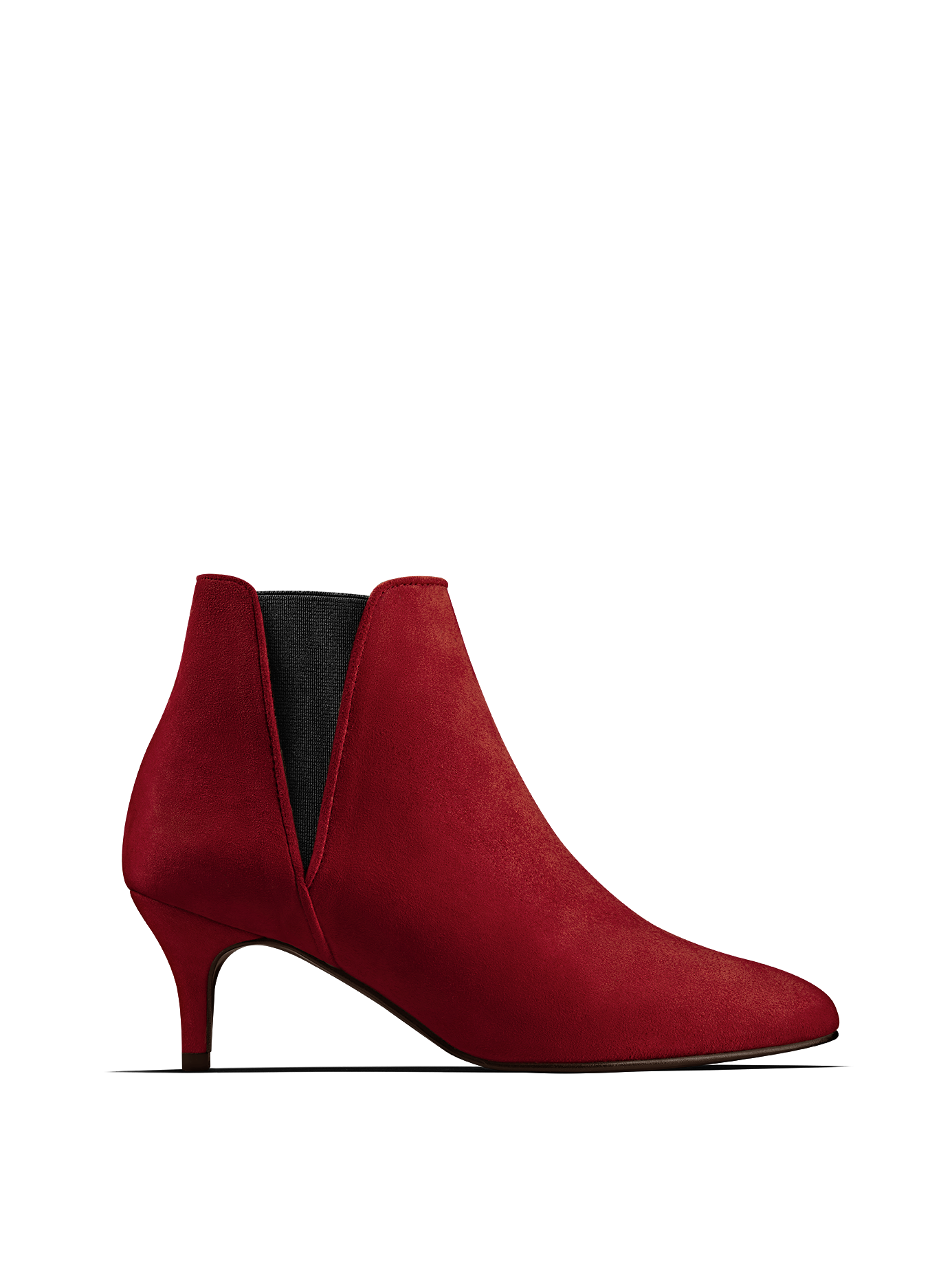 Somerton, our kitten heel Chelsea boot in eye-catching red suede.