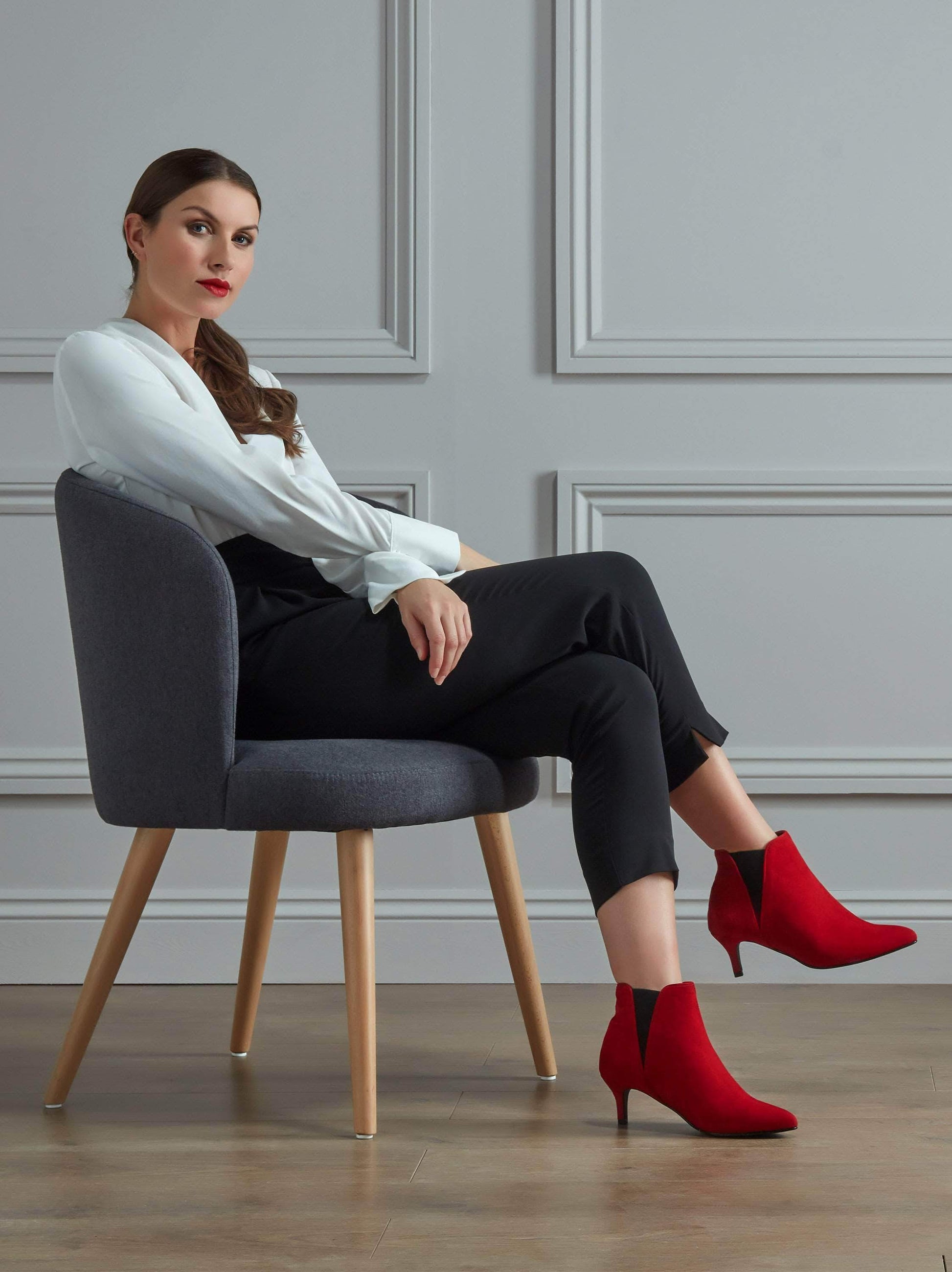 Somerton in soft bright red suede will get you noticed in party season.