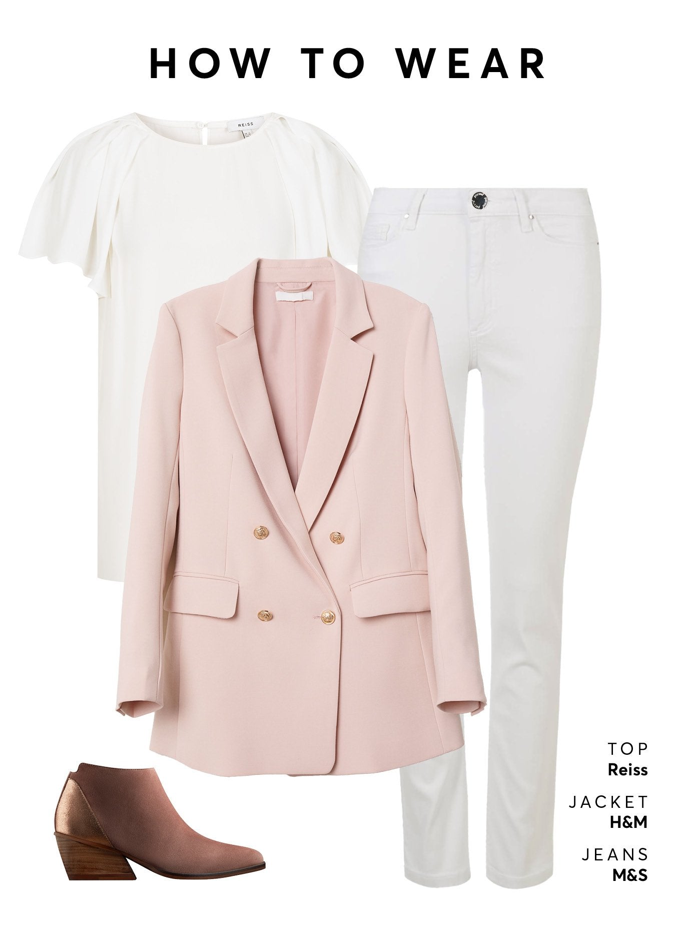 Wear with jeans of your choice, a plain t-shirt and an oversized blazer.