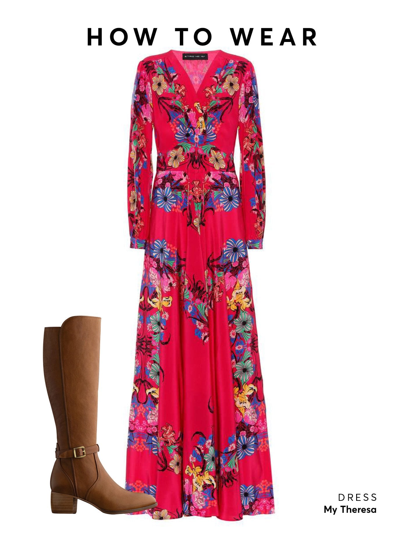 Wear this brown boot with a floral midi or maxi dress to get this look. 