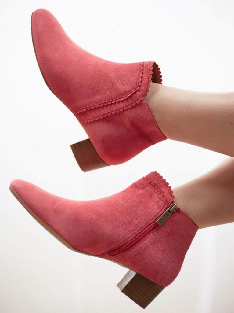 This statement coral ankle boot adds the perfect pop of colour to any outfit.  