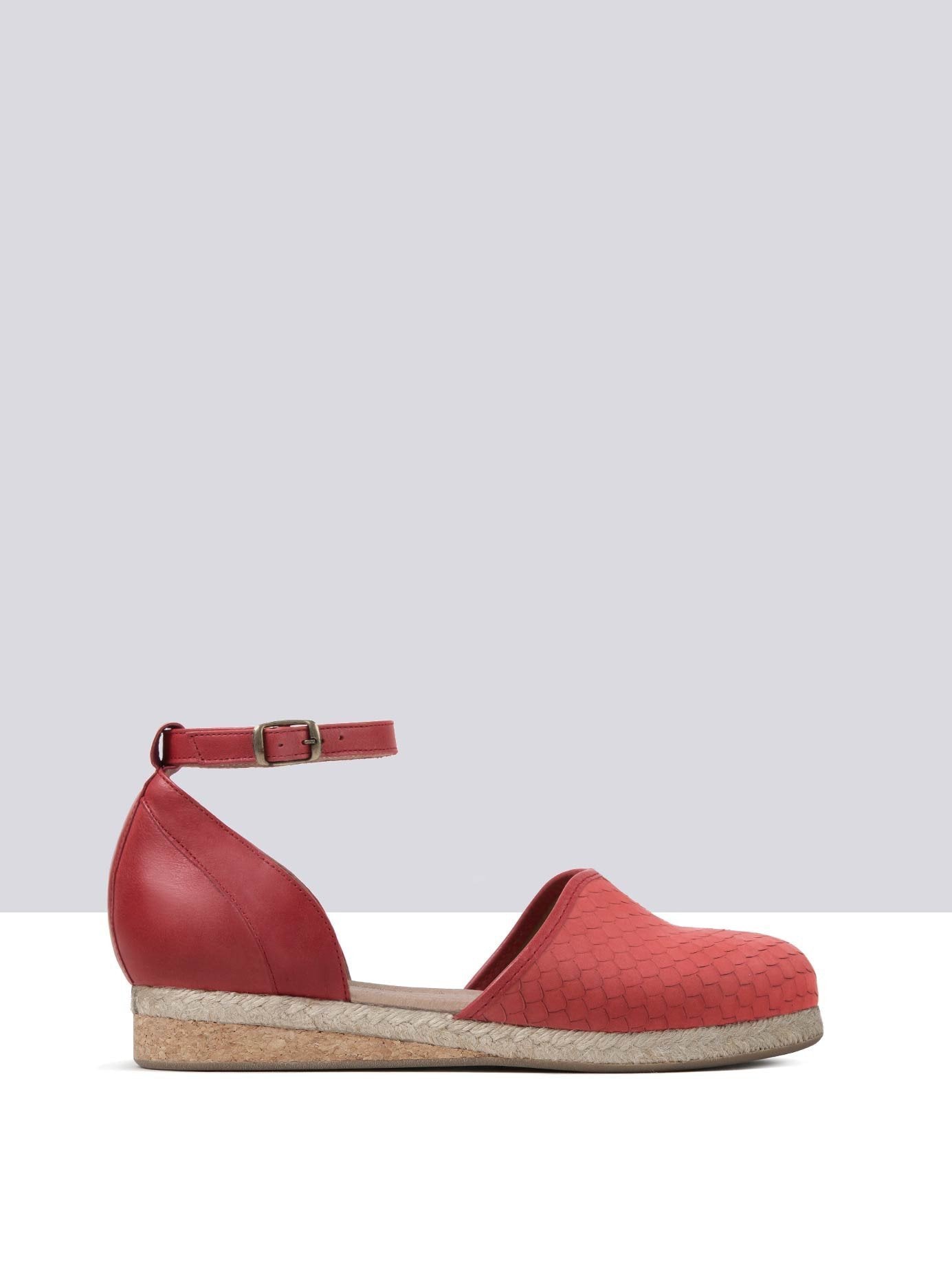 Virginia - Coral Red Embossed Nubuck